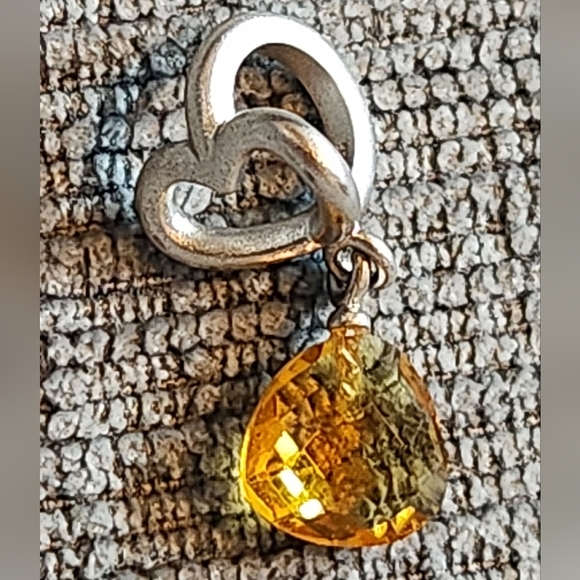 Endless Jewelry Citrine Heart Grip Drop Silver Citrine Crystal - Picture 3 of 5